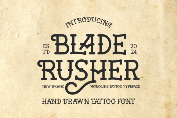 Blade Rusher: A Unique Typeface Merging Gothic Elegance and Western Ruggedness